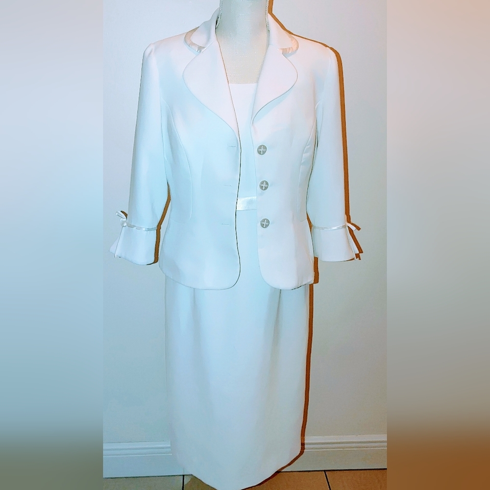 Studio I White Women's Dress. Two Pieces. Modest White Dress.